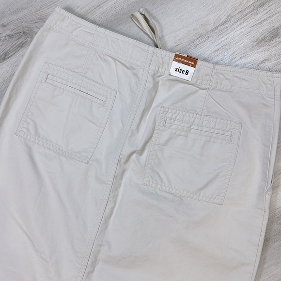 Y2K Creamy Khaki Low Rise Long Chino Maxi Skirt w/ Tie Front Waist / NWT / Sz 8 - Picture 5 of 8